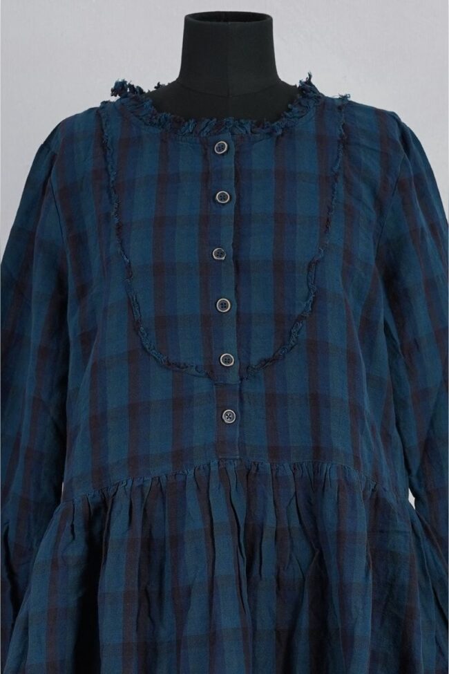 ewa-i-walla-sally-robe-55975-blue-checked-abby-maud-face-plastron ewa i walla sally robe 55975 blue checked abby maud face plastron