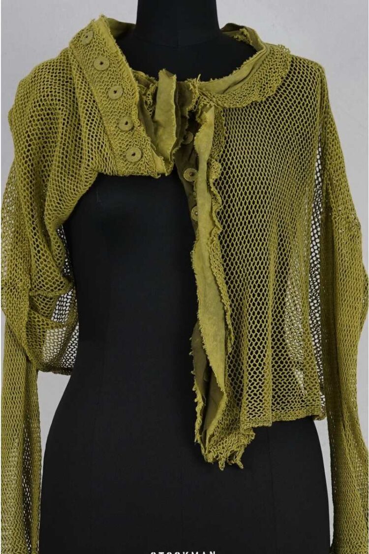 krista larson crop fishnet cardigan avocado abby maud face 4 krista larson crop fishnet cardigan avocado abby maud face 4