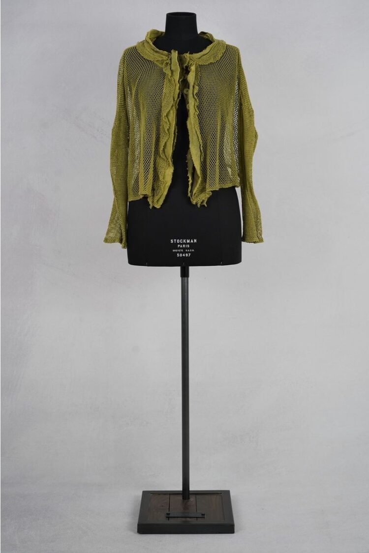 krista larson crop fishnet cardigan avocado abby maud face 5 krista larson crop fishnet cardigan avocado abby maud face 5