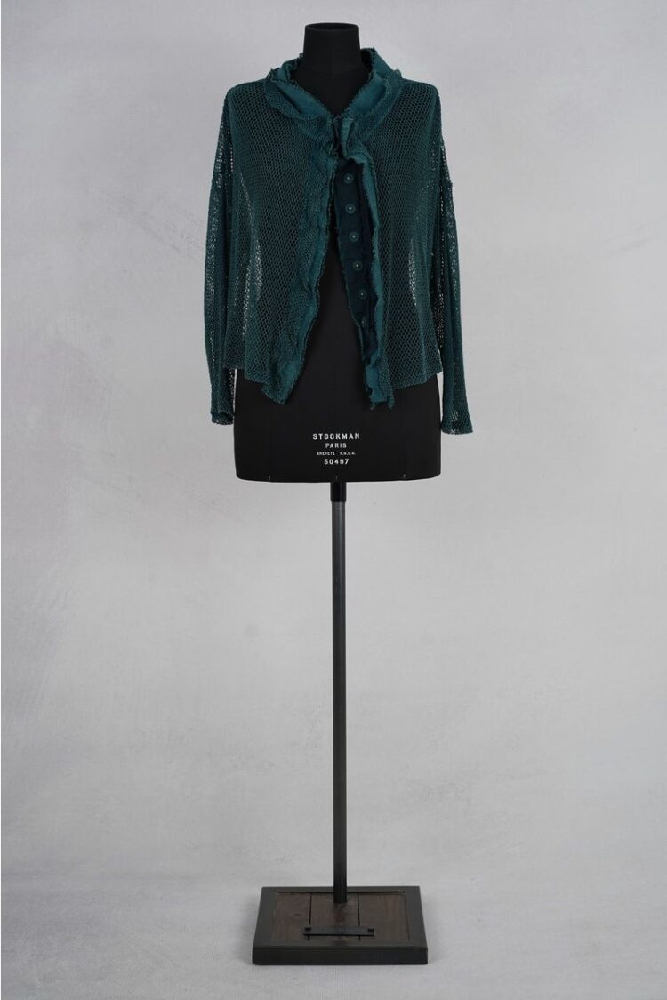 krista larson crop fishnet cardigan teal abby maud face 2 krista larson crop fishnet cardigan teal abby maud face 2