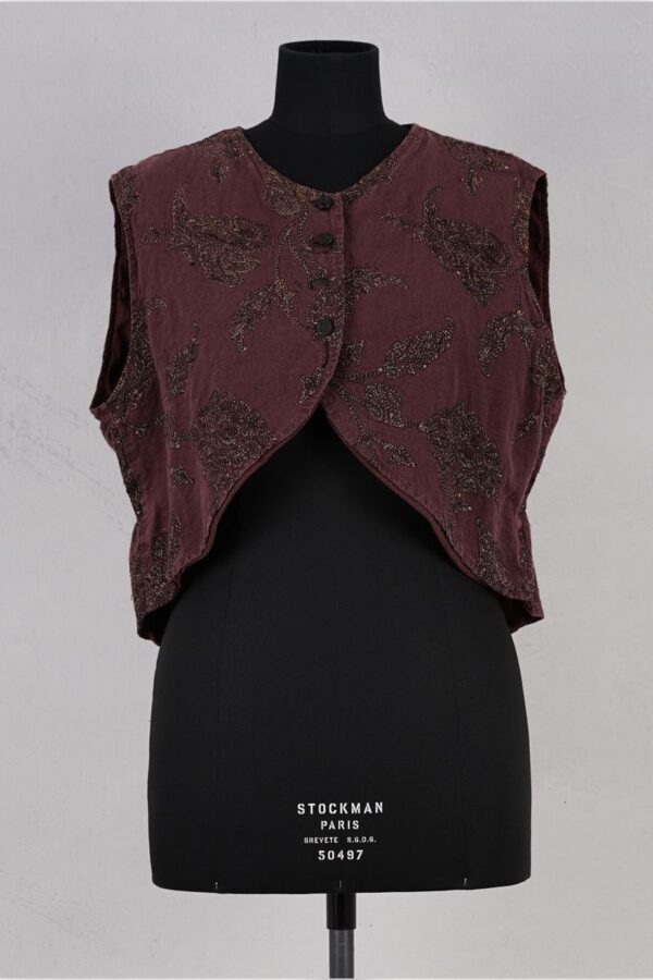 krista larson designs veste bolero vest merlot embroidery abby maud face