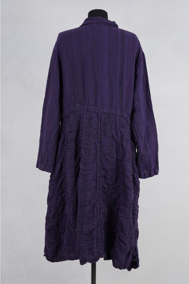 krista larson low rouched coat linen eggplant abby maud dos 1 krista larson low rouched coat linen eggplant abby maud dos 1