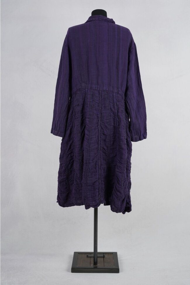 krista larson low rouched coat linen eggplant abby maud dos 2 krista larson low rouched coat linen eggplant abby maud dos 2