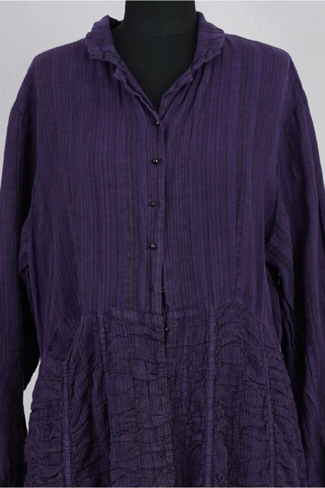 krista larson low rouched coat linen eggplant abby maud face 6 krista larson low rouched coat linen eggplant abby maud face 6