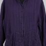 krista larson low rouched coat linen eggplant abby maud face 6